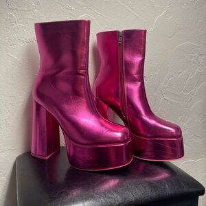 Dolls Kill Metallic Pink Platform Boots